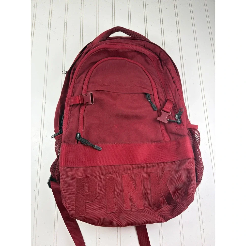Victoria Secret PINK Collegiate Burgundy Maroon School Large Backpack Bag